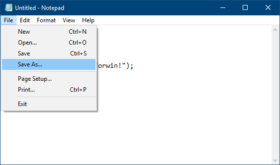 Click Save As to save C program