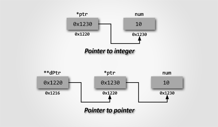Pointer to Pointer (Double pointer) memory representation