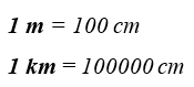 Centimeter to meter and kilometer formula