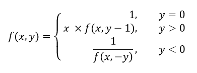 Recursive function to calculate power